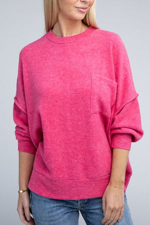 Brushed Melange Drop Shoulder Oversized Sweater