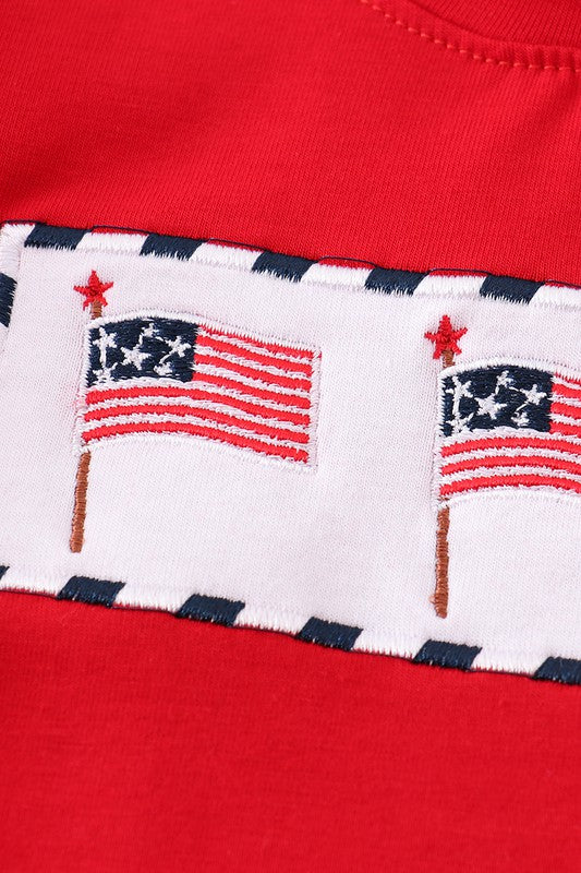 Red patriotic flag applique boy top