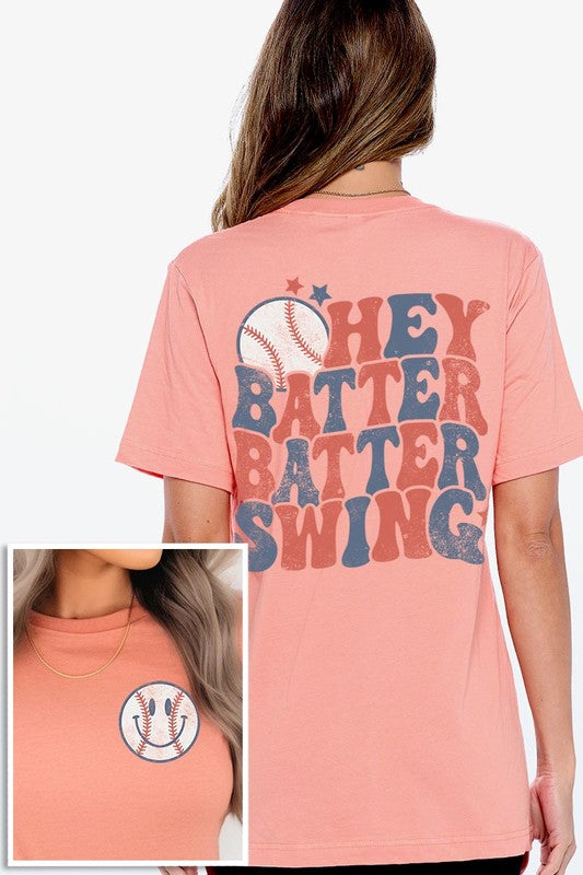 Batter Swing Baseball Front Back Graphic T Shirts