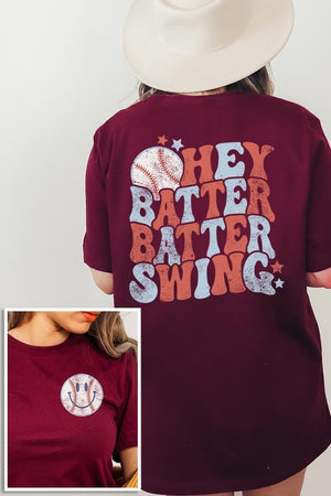 Batter Swing Baseball Front Back Graphic T Shirts