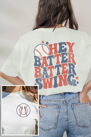 Batter Swing Baseball Front Back Graphic T Shirts