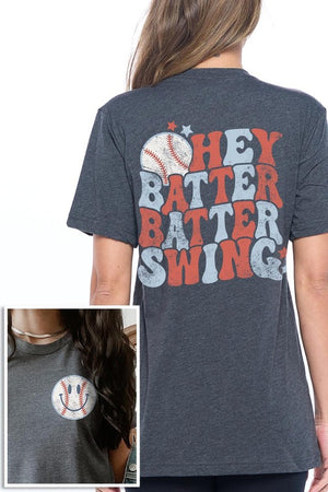 Batter Swing Baseball Front Back Graphic T Shirts