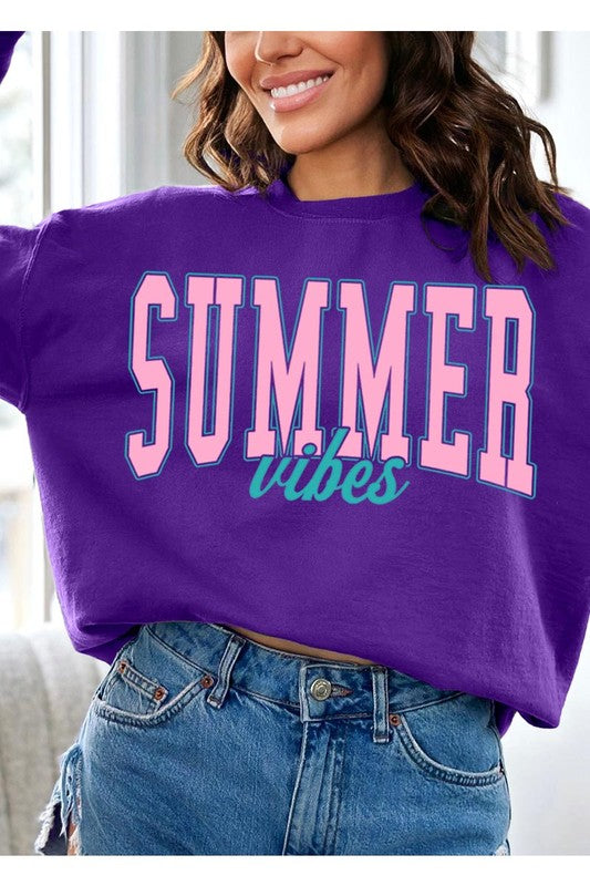 Summer Vibes Oversized Graphic Fleece Sweatshirts