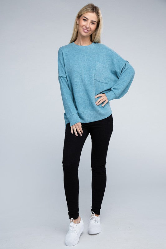 Brushed Melange Drop Shoulder Oversized Sweater