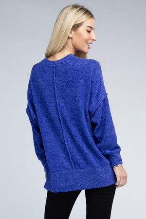 Brushed Melange Drop Shoulder Oversized Sweater