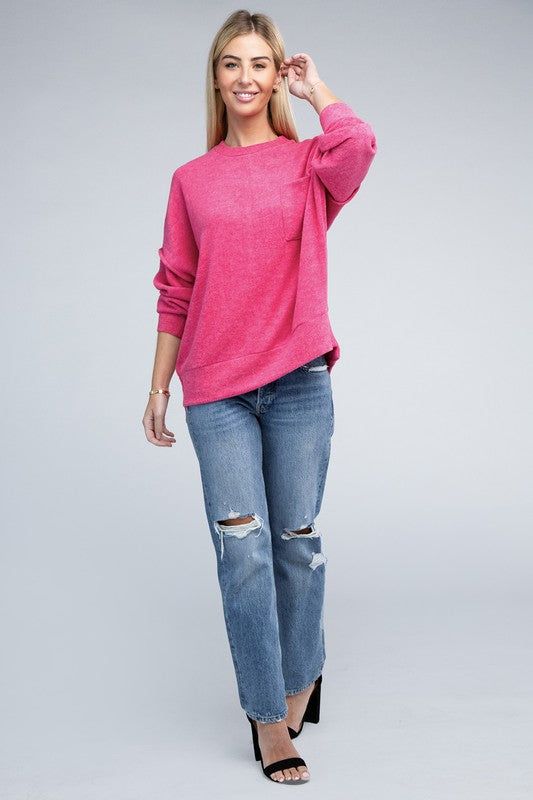 Brushed Melange Drop Shoulder Oversized Sweater