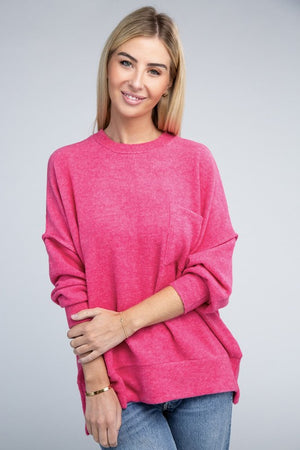 Brushed Melange Drop Shoulder Oversized Sweater