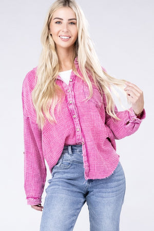 Washed Double Gauze Button Down Shirt