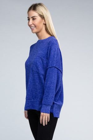 Brushed Melange Drop Shoulder Oversized Sweater