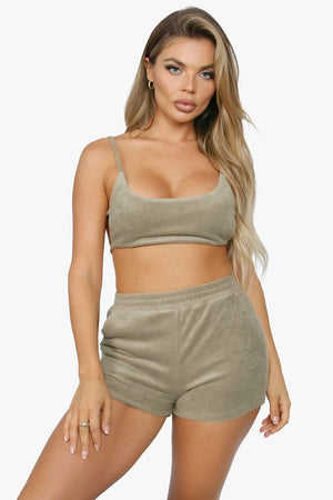 TERRY CROP TOP AND SHORTS SET