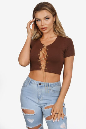 DANICA CHAIN LACE UP CROP TOP