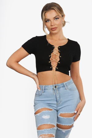 DANICA CHAIN LACE UP CROP TOP