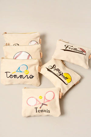 Sports Print Cotton Canvas Eco Pouch Bags