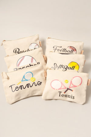 Sports Print Cotton Canvas Eco Pouch Bags