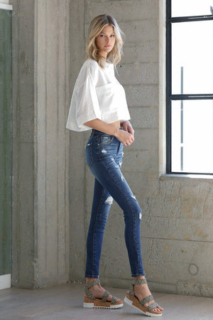 KAYLA MID-RISE DISTRESSED ANKLE JEANS