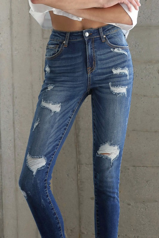 KAYLA MID-RISE DISTRESSED ANKLE JEANS