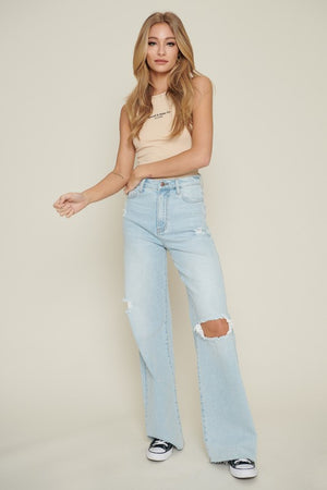 Charlie Distressed Wide Leg Jeans