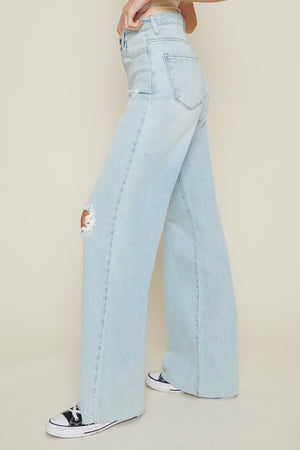 Charlie Distressed Wide Leg Jeans