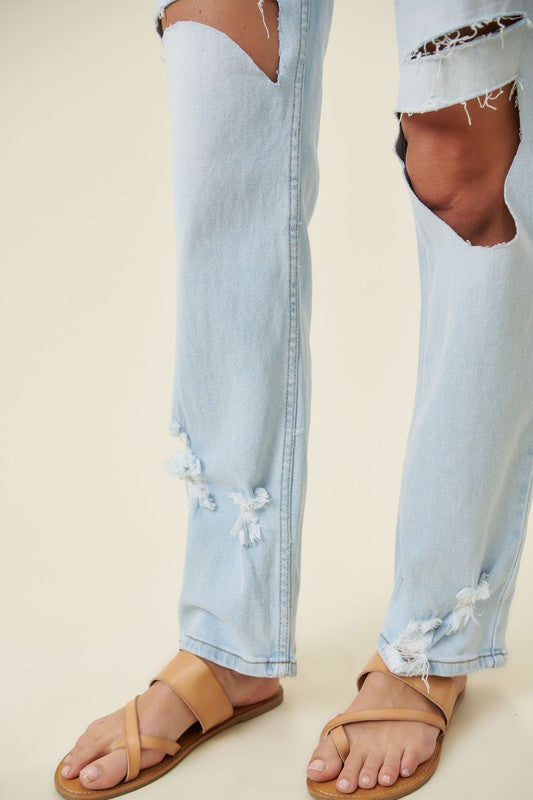 Kelli Distressed Wide Leg Jeans