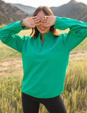 You Are Loved Half Zip Sweatshirt   Green