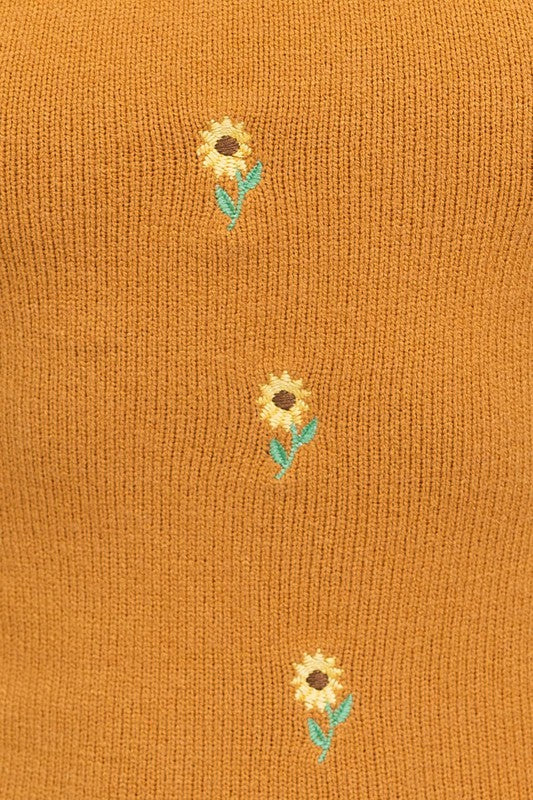 SUNNY DAZE HALTER SWEATER DRESS WITH EMBROIDERY