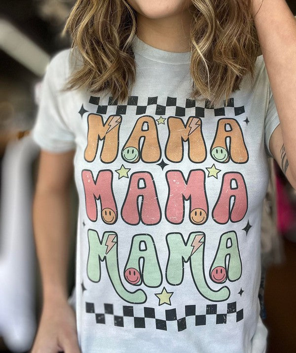 Plus Size-Checkered Mama Tee- Plus Size