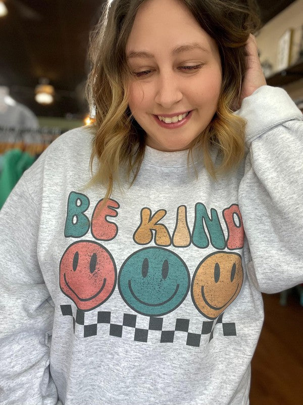 Plus Size-Be Kind Smiley Sweatshirt