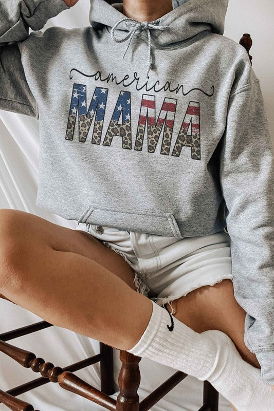 AMERICAN MAMA GRAPHIC HOODIE PLUS SIZE
