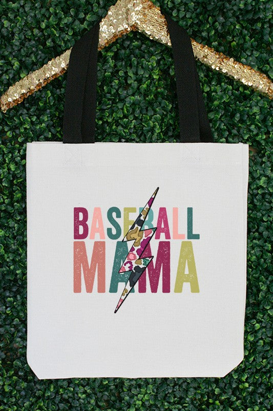 Baseball Mama Floral Bolt Graphic Tote Bag
