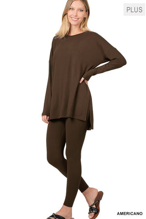 PLUS BRUSHED DTY MICROFIBER LOUNGEWEAR SET