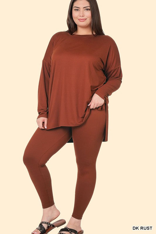 PLUS BRUSHED DTY MICROFIBER LOUNGEWEAR SET