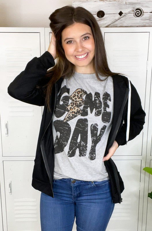 Game Day Leopard Lightning Bolt T Shirt