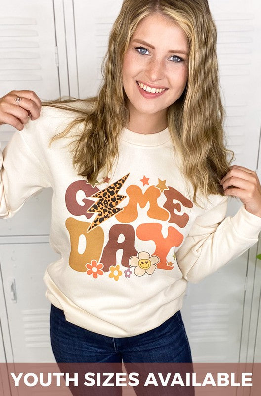 Groovy Floral Game Day Sweatshirt