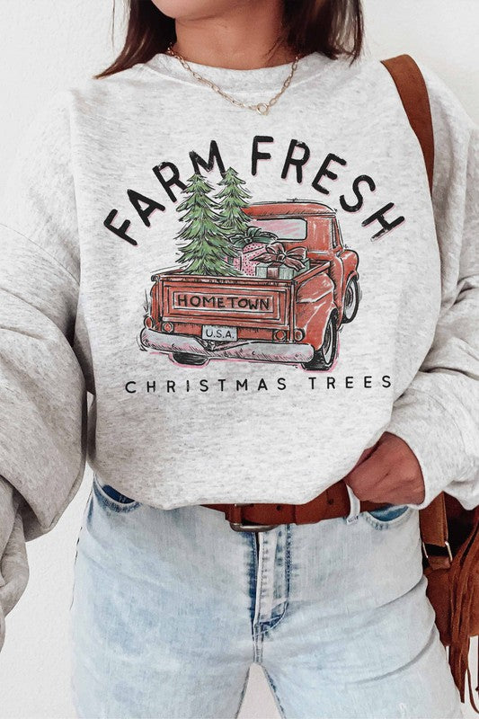FARM FRESH CHRISTMAS TREES SWEATSHIRT PLUS SIZE