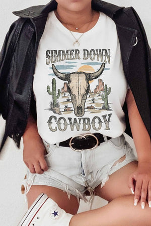 SIMMER DOWN COWBOY GRAPHIC TEE PLUS SIZE