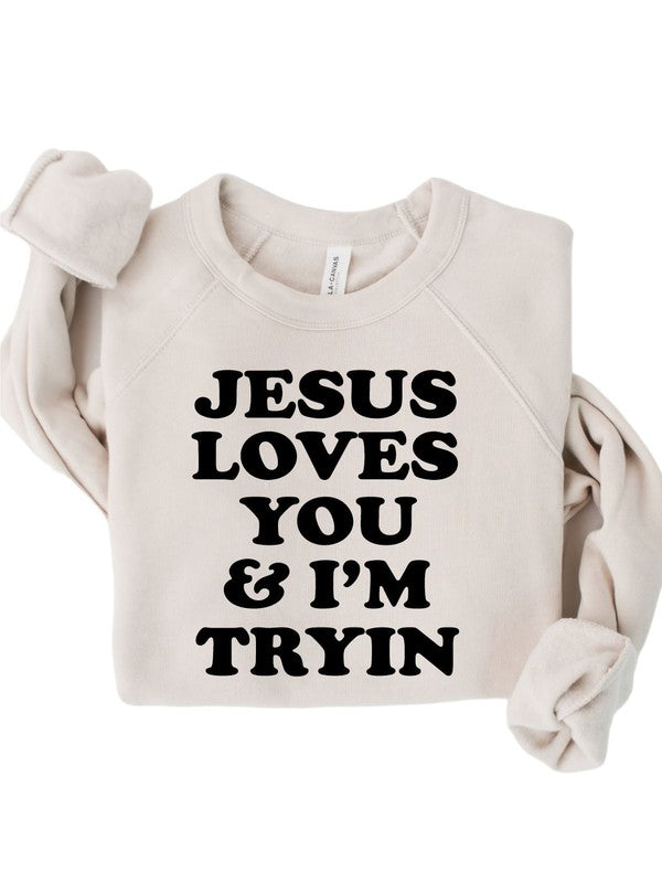 Jesus Loves You Bella Canvas Crew Sweatshirt