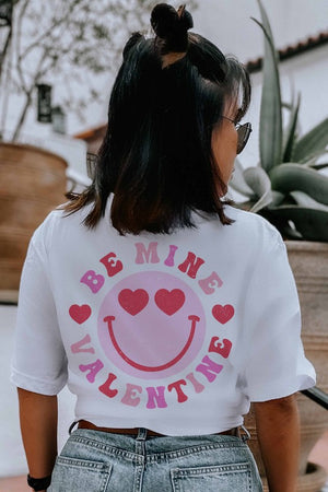 BE MINE VALENTINE SMILEY GRAPHIC TEE