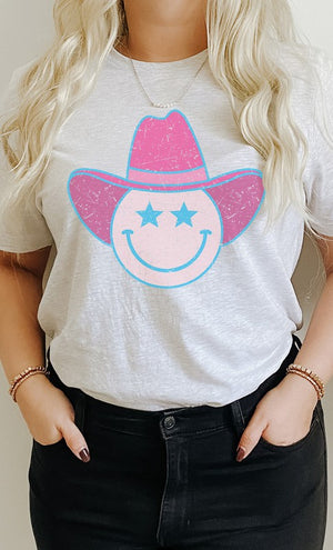 Star Cowboy Smiley Distressed Graphic Tee