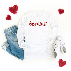 Be Mine Cursive Heart Long Sleeve Graphic Tee