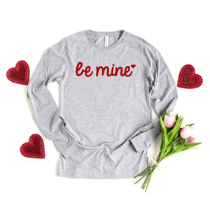 Be Mine Cursive Heart Long Sleeve Graphic Tee