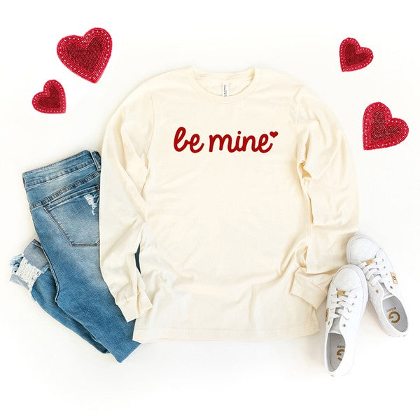 Be Mine Cursive Heart Long Sleeve Graphic Tee