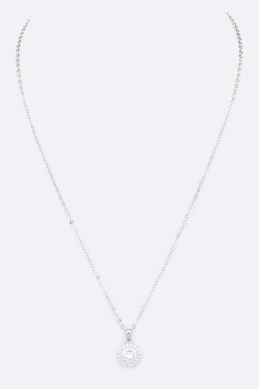 CZ Round Pendant Necklace