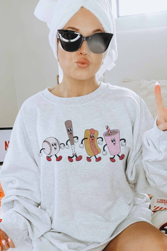 BASEBALL FRIENDS GRAPHIC SWEATSHIRT