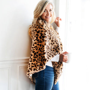 Leopard Faux Fur Poncho