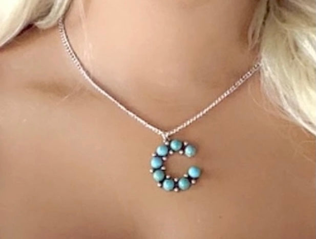 Western Turquoise Initial Necklace