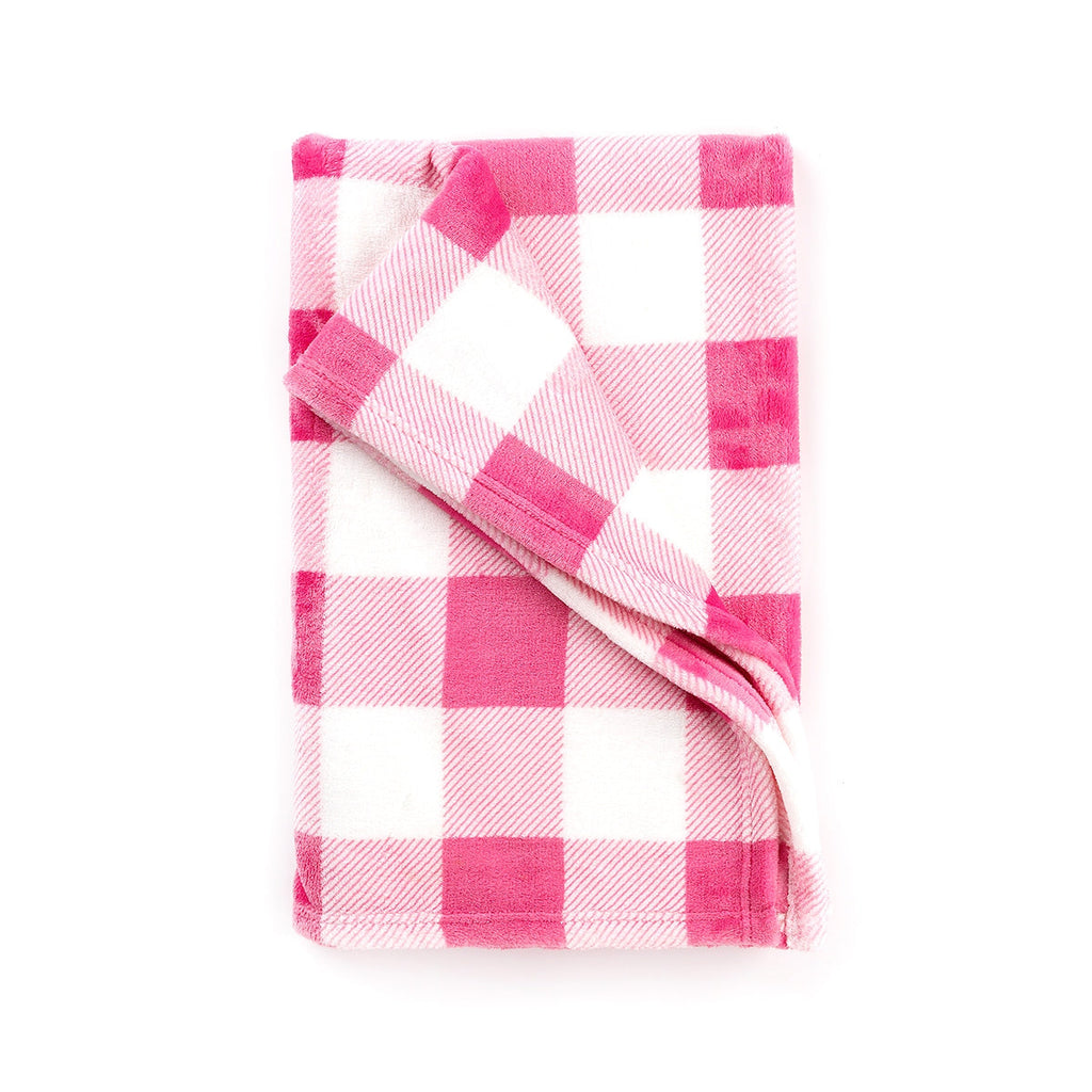 Hot Pink Check Travel Blanket